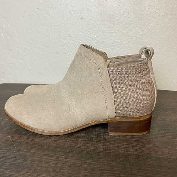 TOMS Womens Suade Canvas Tan Botties Boots Size 9W - Picture 2 of 8